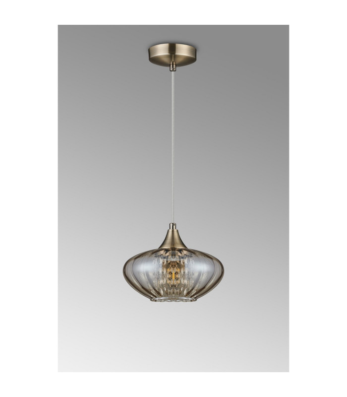 Bayside 20cm Pendant 1 Light E14 Antique Brass/Cognac Glass/Clear Crystal-9