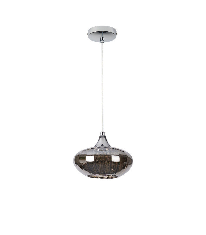 Bayside 20cm Pendant 1 Light E14 Polished Chrome/Smoked Glass/Clear Crystal-5
