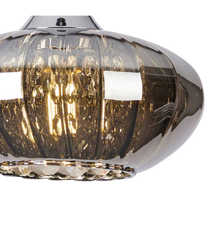 Bayside 20cm Pendant 1 Light E14 Polished Chrome/Smoked Glass/Clear Crystal-8