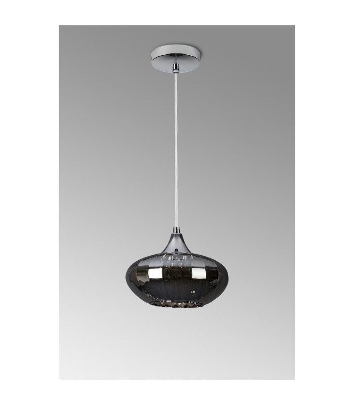 Bayside 20cm Pendant 1 Light E14 Polished Chrome/Smoked Glass/Clear Crystal-10
