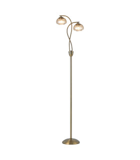 Bayside Floor Lamp 2 Light G9 Antique Brass/Cognac Glass/Clear Crystal-1