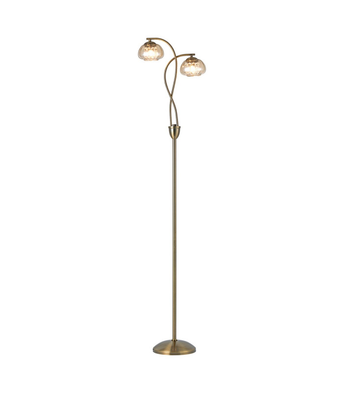 Bayside Floor Lamp 2 Light G9 Antique Brass/Cognac Glass/Clear Crystal-1