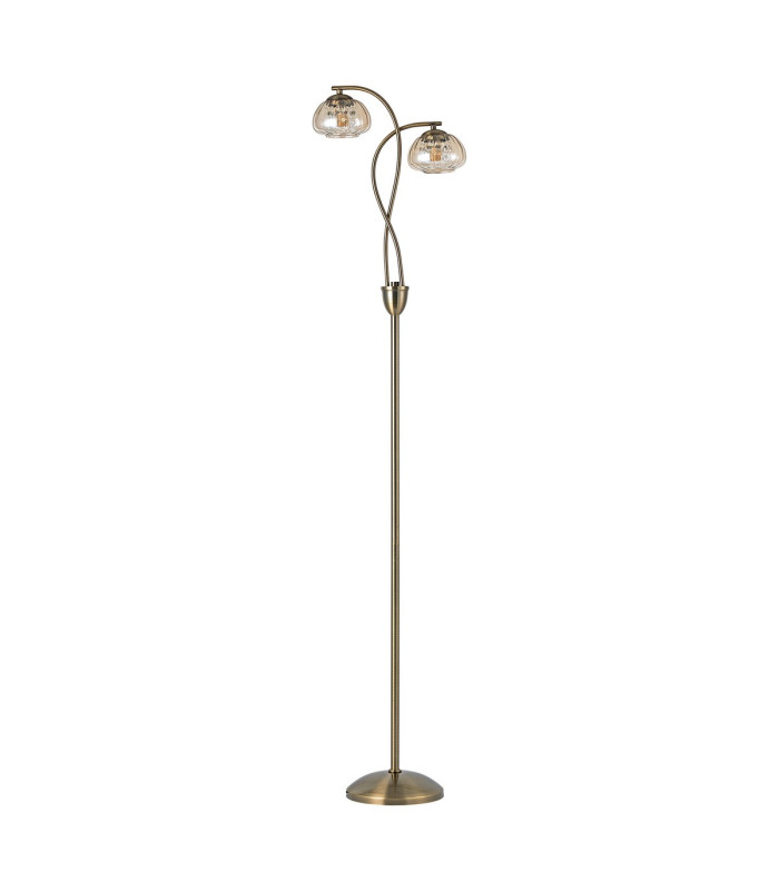 Bayside Floor Lamp 2 Light G9 Antique Brass/Cognac Glass/Clear Crystal-4