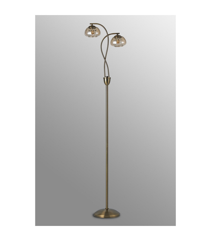 Bayside Floor Lamp 2 Light G9 Antique Brass/Cognac Glass/Clear Crystal-5
