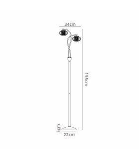 Bayside Floor Lamp 2 Light G9 Polished Chrome/Smoked Glass/Clear Crystal-2