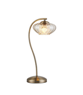 Bayside Crystal Table Lamp 1 Light G9 Antique Brass & Cognac Glass & Clear Crystal-1