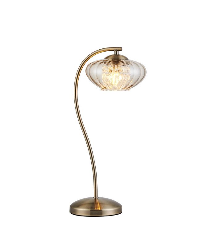 Bayside Crystal Table Lamp 1 Light G9 Antique Brass & Cognac Glass & Clear Crystal-1
