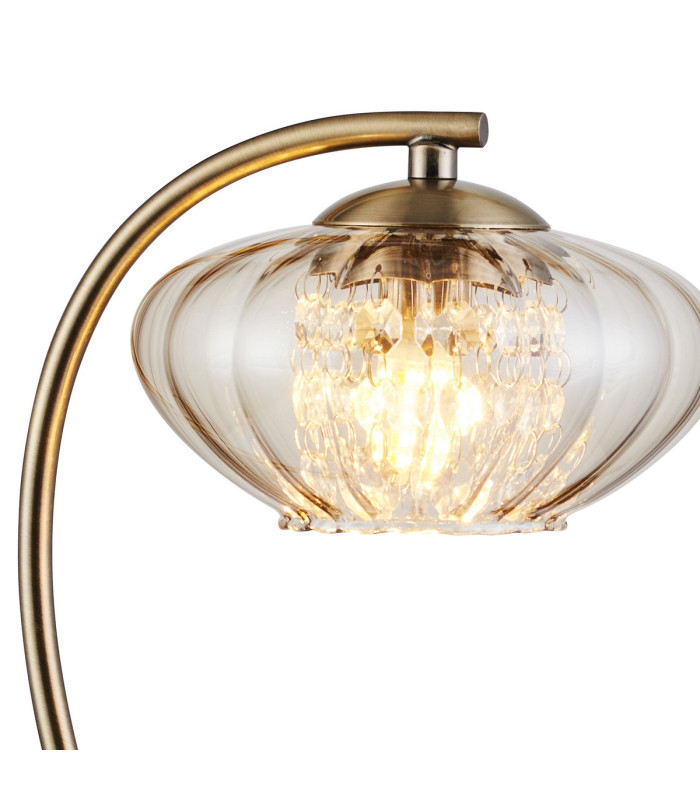 Bayside Crystal Table Lamp 1 Light G9 Antique Brass & Cognac Glass & Clear Crystal-5