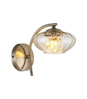 Bayside Wall Lamp 1 Light G9 Antique Brass/Cognac Glass/Clear Crystal-1
