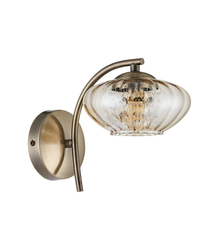 Bayside Wall Lamp 1 Light G9 Antique Brass/Cognac Glass/Clear Crystal-4