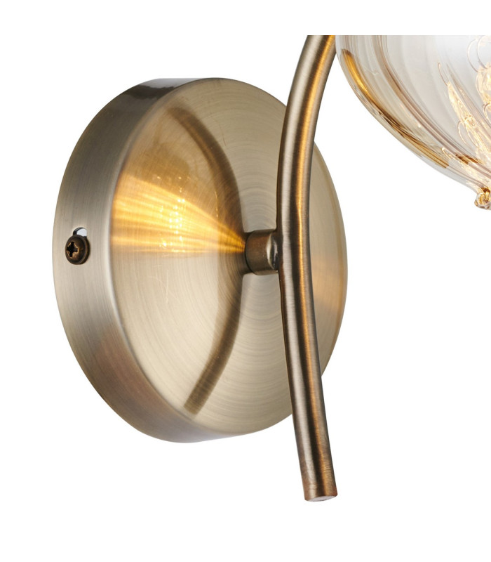 Bayside Wall Lamp 1 Light G9 Antique Brass/Cognac Glass/Clear Crystal-5