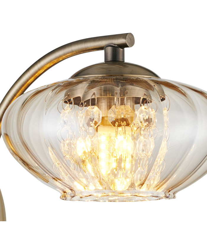 Bayside Wall Lamp 1 Light G9 Antique Brass/Cognac Glass/Clear Crystal-6