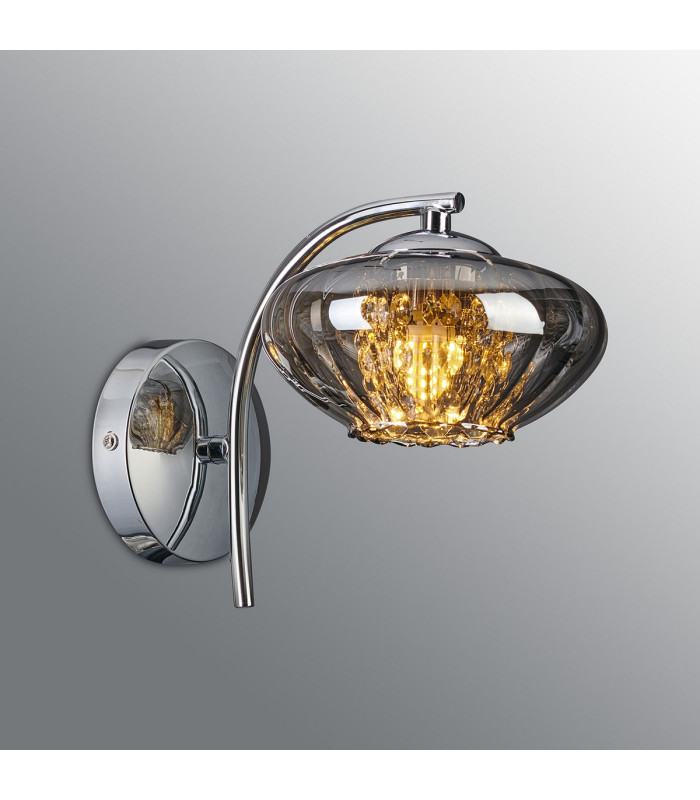 Bayside Wall Lamp 1 Light G9 Polished Chrome/Smoked Glass/Clear Crystal-3