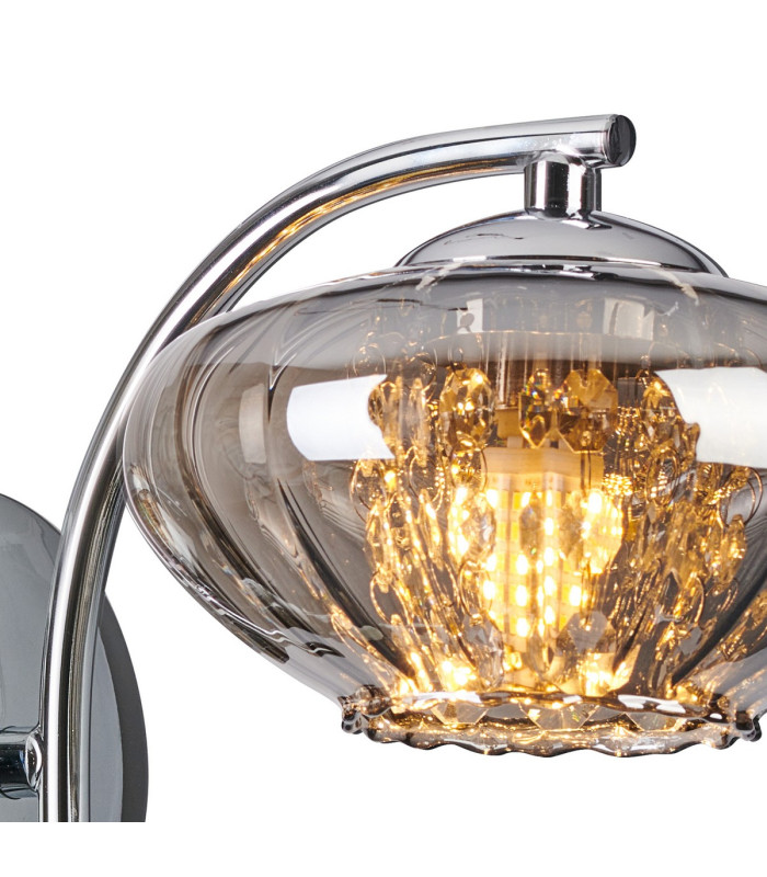 Bayside Wall Lamp 1 Light G9 Polished Chrome/Smoked Glass/Clear Crystal-6