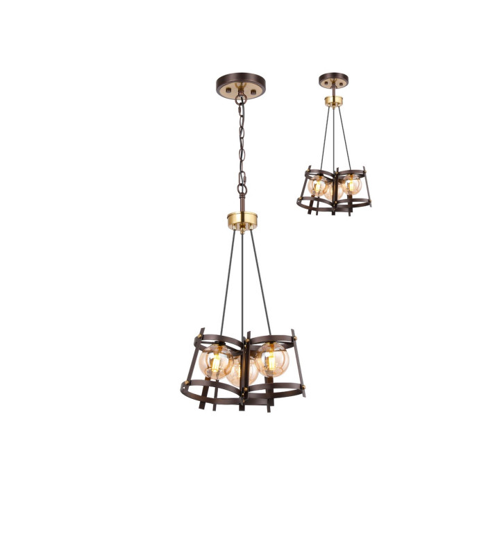 Rego 36cm Pendant 3 Drop 3 Light G9 Brown Oxide/Bronze/Cognac Glass-1
