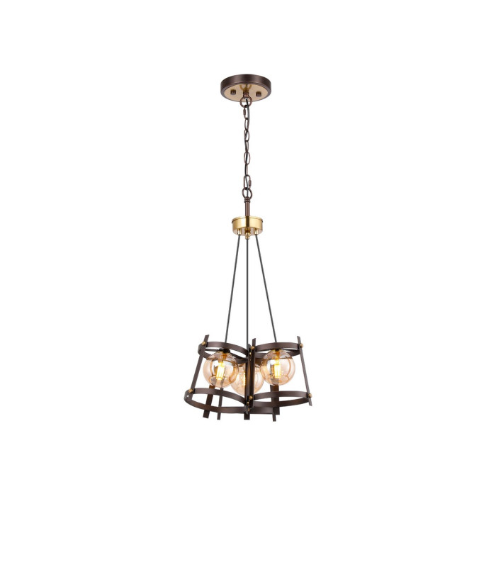 Rego 36cm Pendant 3 Drop 3 Light G9 Brown Oxide/Bronze/Cognac Glass-7