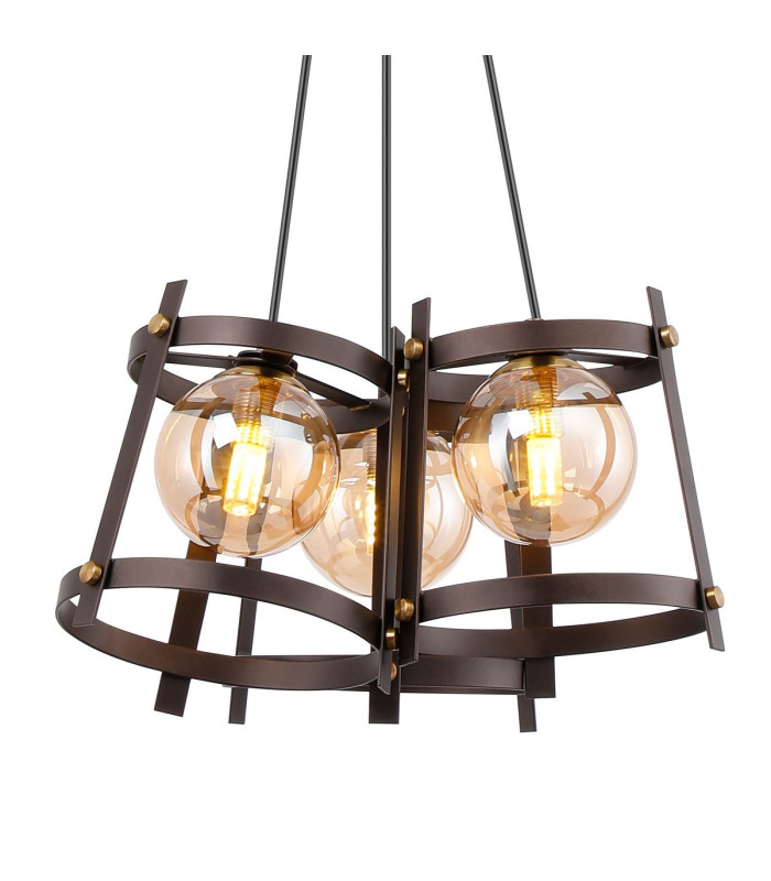 Rego 36cm Pendant 3 Drop 3 Light G9 Brown Oxide/Bronze/Cognac Glass-9