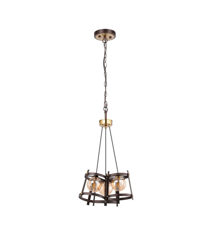 Rego 36cm Pendant 3 Drop 3 Light G9 Brown Oxide/Bronze/Cognac Glass-10