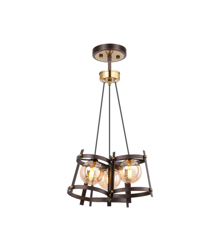 Rego 36cm Pendant 3 Drop 3 Light G9 Brown Oxide/Bronze/Cognac Glass-11