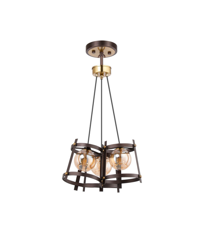 Rego 36cm Pendant 3 Drop 3 Light G9 Brown Oxide/Bronze/Cognac Glass-12