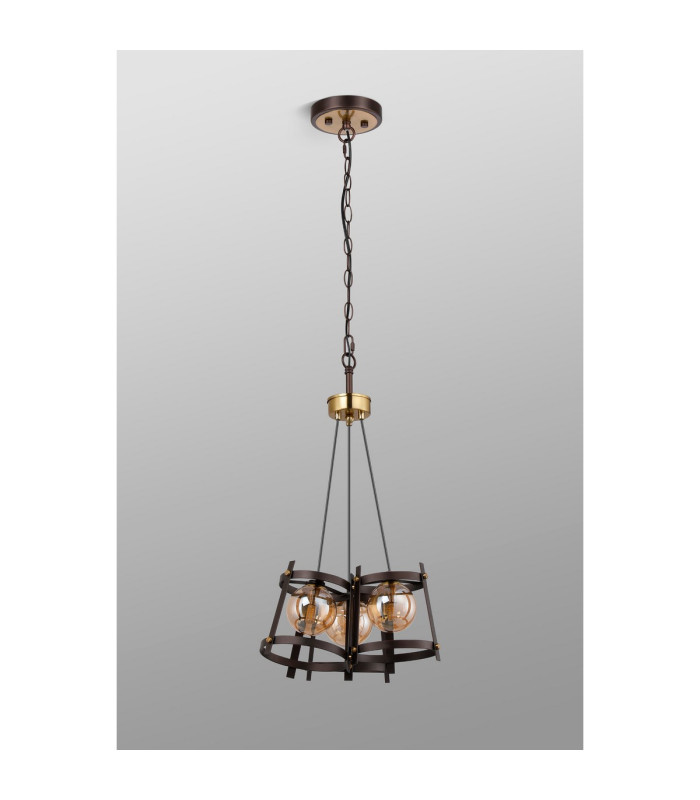 Rego 36cm Pendant 3 Drop 3 Light G9 Brown Oxide/Bronze/Cognac Glass-13