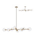 Maspeth Linear Fixed Multi Height Pendant/Semi Flush Double Cut Glass 8 x E14 Antique Gold/Clear-1