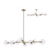Maspeth Linear Fixed Multi Height Pendant/Semi Flush Double Cut Glass 8 x E14 Antique Gold/Clear-3