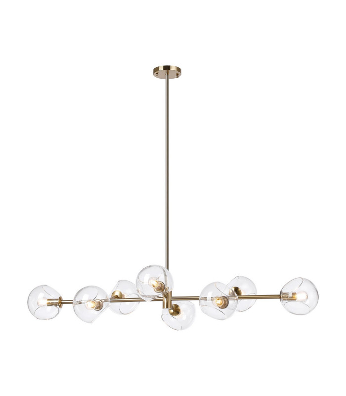 Maspeth Linear Fixed Multi Height Pendant/Semi Flush Double Cut Glass 8 x E14 Antique Gold/Clear-4