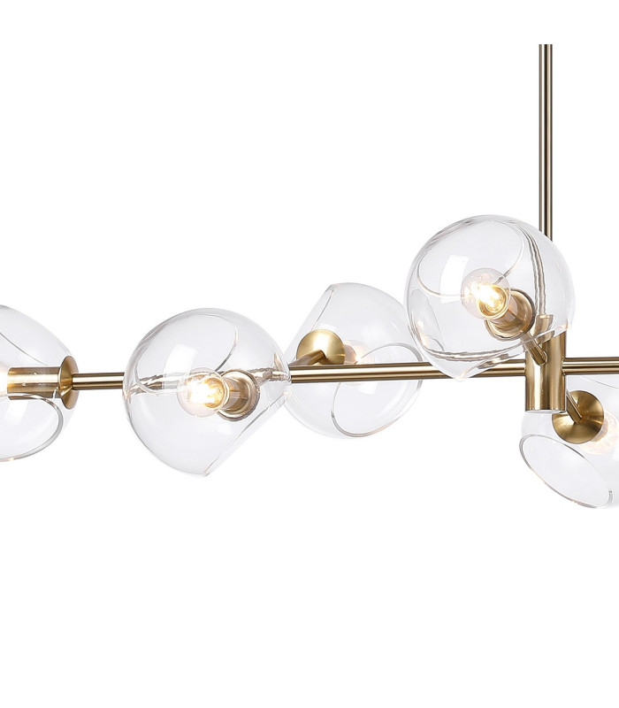 Maspeth Linear Fixed Multi Height Pendant/Semi Flush Double Cut Glass 8 x E14 Antique Gold/Clear-6