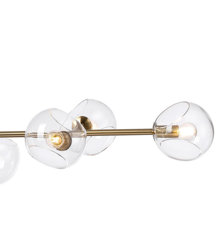 Maspeth Linear Fixed Multi Height Pendant/Semi Flush Double Cut Glass 8 x E14 Antique Gold/Clear-7