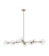 Maspeth Linear Fixed Multi Height Pendant/Semi Flush Double Cut Glass 8 x E14 Antique Gold/Clear-8