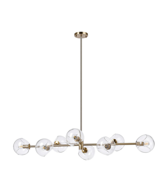 Maspeth Linear Fixed Multi Height Pendant/Semi Flush Double Cut Glass 8 x E14 Antique Gold/Clear-8
