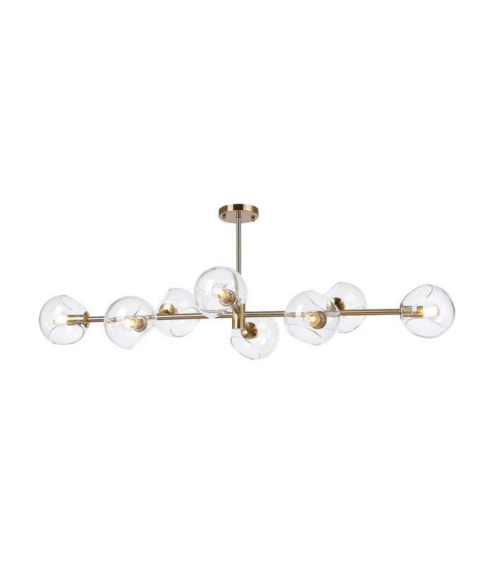 Maspeth Linear Fixed Multi Height Pendant/Semi Flush Double Cut Glass 8 x E14 Antique Gold/Clear-9