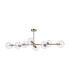 Maspeth Linear Fixed Multi Height Pendant/Semi Flush Double Cut Glass 8 x E14 Antique Gold/Clear-10