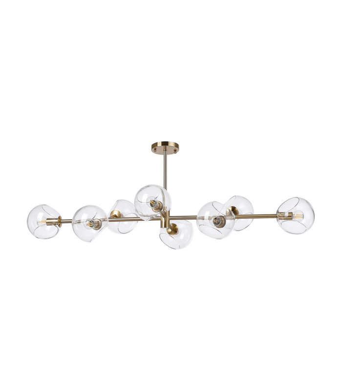 Maspeth Linear Fixed Multi Height Pendant/Semi Flush Double Cut Glass 8 x E14 Antique Gold/Clear-10