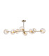 Maspeth Linear Fixed Multi Height Pendant/Semi Flush Double Cut Glass 8 x E14 Antique Gold/Cognac-10
