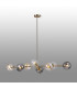 Maspeth Linear Fixed Multi Height Pendant/Semi Flush Double Cut Glass 8 x E14 Antique Gold/Cognac/Clear/Smoke-3