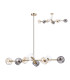 Maspeth Linear Fixed Multi Height Pendant/Semi Flush Double Cut Glass 8 x E14 Antique Gold/Cognac/Clear/Smoke-4