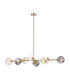 Maspeth Linear Fixed Multi Height Pendant/Semi Flush Double Cut Glass 8 x E14 Antique Gold/Cognac/Clear/Smoke-5