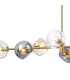 Maspeth Linear Fixed Multi Height Pendant/Semi Flush Double Cut Glass 8 x E14 Antique Gold/Cognac/Clear/Smoke-7