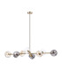 Maspeth Linear Fixed Multi Height Pendant/Semi Flush Double Cut Glass 8 x E14 Antique Gold/Cognac/Clear/Smoke-9