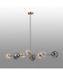Maspeth Linear Fixed Multi Height Pendant/Semi Flush Double Cut Glass 8 x E14 Antique Gold/Cognac/Clear/Smoke-12
