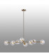 Maspeth Linear Fixed Multi Height Pendant/Semi Flush Double Cut Glass 8 x E14 Antique Gold/Iridescent-3