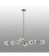 Maspeth Linear Fixed Multi Height Pendant/Semi Flush Double Cut Glass 8 x E14 Antique Gold/Iridescent-12
