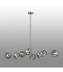Maspeth Linear Fixed Multi Height Pendant/Semi Flush Double Cut Glass 8 x E14 Satin Nickel/Smoke-3
