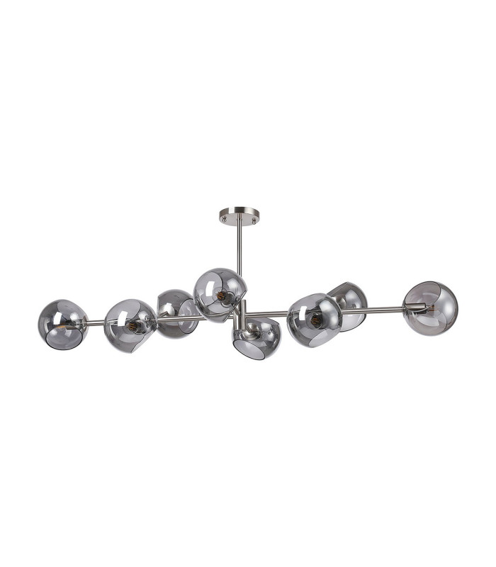 Maspeth Linear Fixed Multi Height Pendant/Semi Flush Double Cut Glass 8 x E14 Satin Nickel/Smoke-11