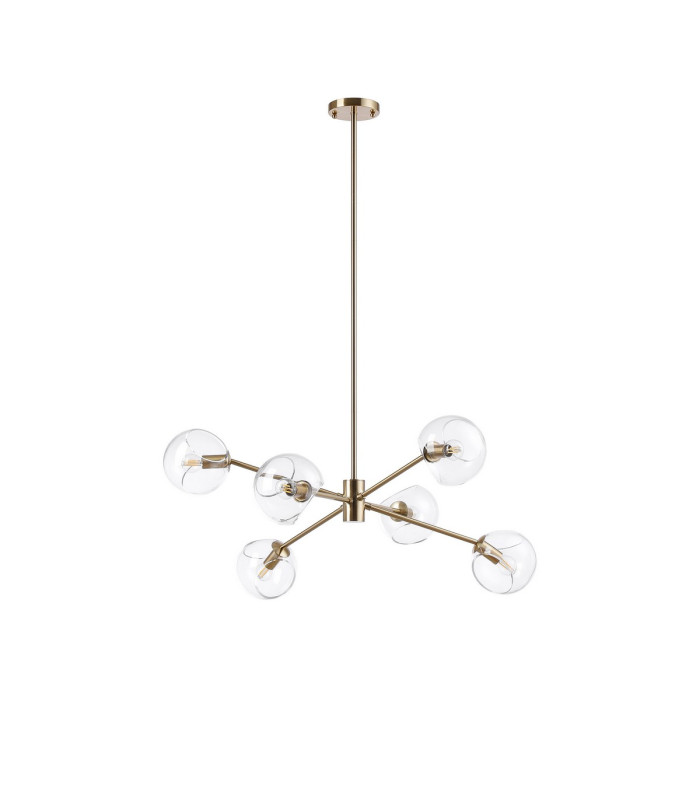 Maspeth 85cm Round Fixed Multi Height Pendant/Semi Flush Double Cut Glass 6 x E14 Antique Gold/Clear-4