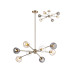 Maspeth 100cm Round Fixed Multi Height Pendant/Semi Flush Double Cut Glass 8 x E14 Antique Gold/Cognac/Clear/Smoke-1