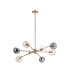 Maspeth 100cm Round Fixed Multi Height Pendant/Semi Flush Double Cut Glass 8 x E14 Antique Gold/Cognac/Clear/Smoke-4