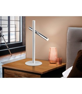 Integrated LED 2 Light Table Lamp Matt White, Chrome - 1